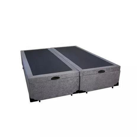Cama Box Baú Casal Colchão Espuma D45 + Box Bipartido Suede Cinza Serra Negra 67x138x188 - 4