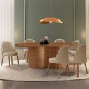 Ver imagem 1 de Mesa de Jantar 180cm x 80cm Madeira Tampo Laminado Orgânico com 6 Cadeiras Ester Marrom/Turim/Imbuia
