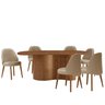 Mesa de Jantar 180cm X 80cm Madeira Tampo Laminado Orgânico com 6 Cadeiras Ester - 2