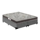 Ver imagem 1 de Cama Box Casal Colchão Espuma D33 Bordado + Box Bipartido Suede Cinza Serra Negra 58x138x188