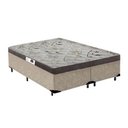 Ver imagem 1 de Cama Box Casal Colchão Espuma D33 Bordado + Box Bipartido Suede Bege Serra Negra 58x138x188
