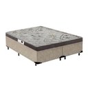 Ver imagem 1 de Cama Box Casal Colchão Espuma D33 Bordado + Box Bipartido Suede Bege Serra Negra 55x138x188