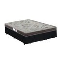 Ver imagem 1 de Cama Box Casal Colchão Espuma D33 Bordado + Box Bipartido Suede Preto Serra Negra 55x138x188