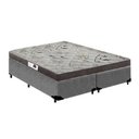 Ver imagem 1 de Cama Box Casal Colchão Espuma D33 Bordado + Box Bipartido Suede Cinza Serra Negra 52x138x188