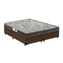 Ver imagem 1 de Cama Box Casal Colchão Espuma D33 Bordado + Box Bipartido Suede Marrom Serra Negra 52x138x188