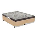 Ver imagem 1 de Cama Box Casal Colchão Espuma D33 Bordado + Box Bipartido Sintético Bege Serra Negra 52x138x188