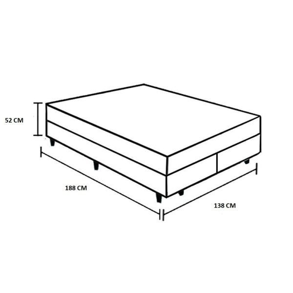 Cama Box Casal Colchão Espuma D33 Bordado + Box Bipartido Suede Bege Serra Negra 52x138x188 - 4