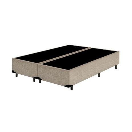 Cama Box Casal Colchão Espuma D33 Bordado + Box Bipartido Suede Bege Serra Negra 52x138x188 - 2