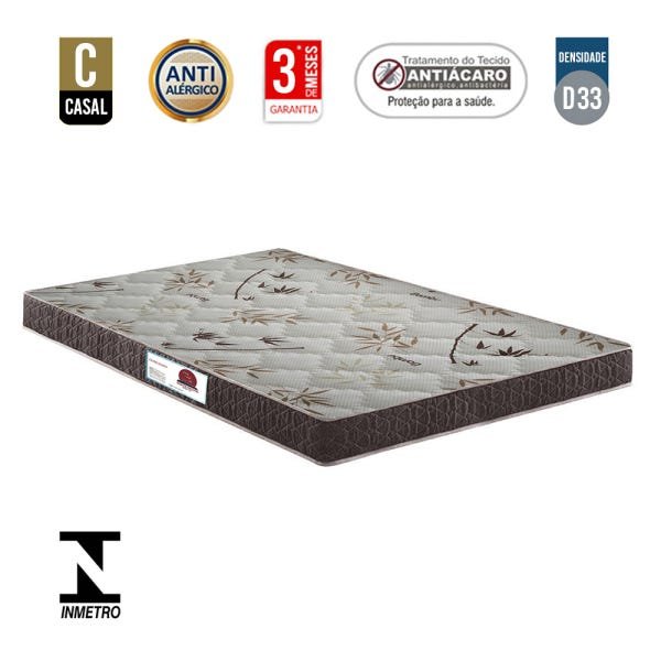 Cama Box Casal Colchão Espuma D33 Bordado + Box Bipartido Suede Bege Serra Negra 52x138x188 - 3