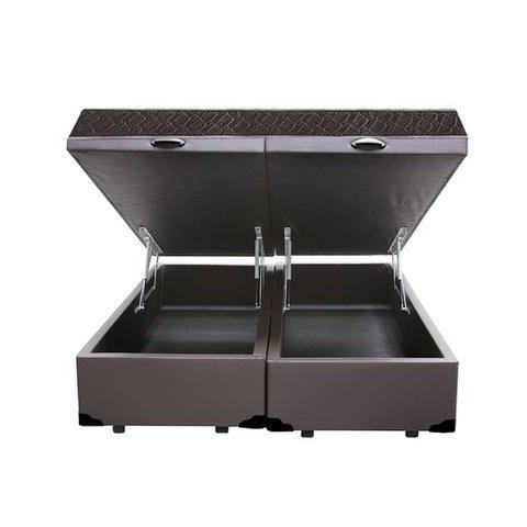 Cama Box Baú Casal Colchão Top Line Mola Bonnel + Box Bipartido Sintético Marrom Serra Negra 66x138x