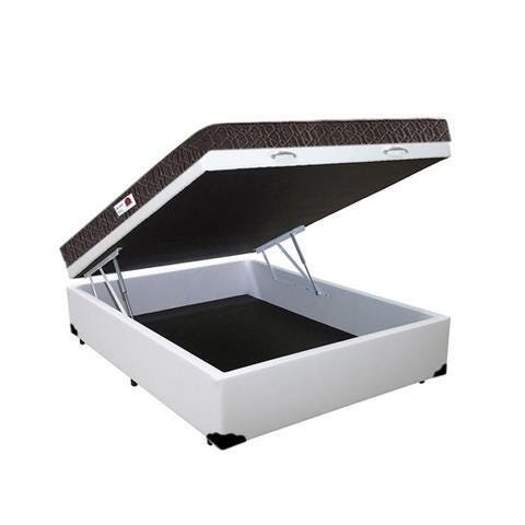 Cama Box Baú Casal Colchão Espuma D33 + Box Sintético Branco Serra Negra 62x138x188