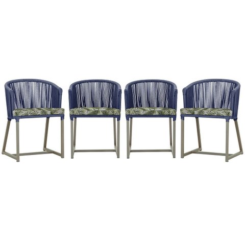4 Cadeiras de Jantar Área Noronha em Alumínio com Pintura Fendi Corda Náutica E5 Trama Original