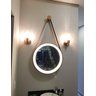 Espelho Redondo Adnet Led 50cm Cobre com Suporte e Alça em Couro Ecológico Escandinavo Decorativo - 3