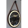 Espelho Redondo Adnet Led 60cm com Suporte Preto e Alça em Couro Ecológico Escandinavo Decorativo - 1