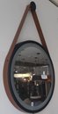 Ver imagem 2 de Espelho Redondo Adnet Led 50cm com Suporte Preto e Alça em Couro Ecológico Escandinavo Decorativo