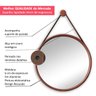 Espelho Redondo Adnet 37cm Preto com Suporte e Alça em Couro Ecológico Escandinavo Decorativo - 2