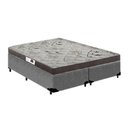 Ver imagem 1 de Cama Box Casal Colchão Espuma D33 Bordado + Box Bipartido Suede Cinza Serra Negra 55x138x188
