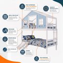 Ver imagem 5 de Beliche Casinha Dos Sonhos com Varanda e Kit Escorregador Madeira Maciça Branco | Azul Housin