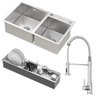 Kit Cuba Dupla Nápoles Aço Inox 304 Calha Oragnizadora Aço Inox e Torneira Milão Monocomando Goldenx - 1