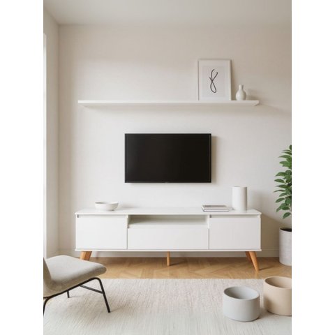 Rack com Prateleira 180cm MDF Branco Dallas - On Móveis