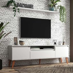 Rack com Prateleira 180cm Mdf Branco Dallas - On Móveis - 1
