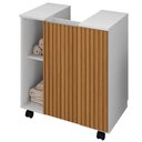 Ver imagem 3 de Gabinete de Coluna para Banheiro 01 Porta com Rodízios Pequin B02 Branco Ripado - Lyam Decor
