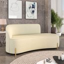 Ver imagem 2 de Sofá 3 Lugares Orgânico 180cm Pé Dourado Morgan Linho Bege D03 - D'Rossi