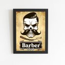 Ver imagem 1 de Quadro Caveira Barbearia Barber Shop Moldura Preta 60x40cm