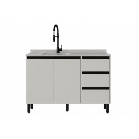 Balcão para Pia de Cozinha 2 Portas 3 Gavetas 120 cm Tóquio Casamia