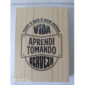 Placa Decorativa Área De Churrasco Gourmet Madeira:Marrom-claro