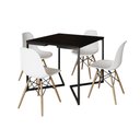 Ver imagem 6 de Mesa Jantar Industrial Preta Quadrada 90X90 Base V Ferro Preto Com 4 Cadeiras Brancas M Cor: Preto