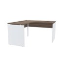 Ver imagem 4 de Mesa em L para Escritório 135x135 Pandin P25 - Walnut/Branco