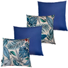 Kit 4 Almofadas Cheias Impermeável Área Externa Folhagens Azul (43cm) e Azul Marinho (45cm) - 1