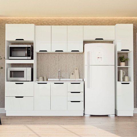 Cozinha Completa Meena 10 Portas 4 Gavetas 40250062 Branco - Politorno