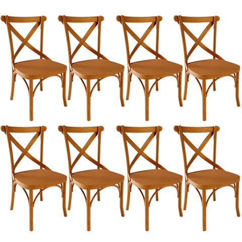 Kit 08 Cadeiras Para Sala de Jantar e Estar Living Ávila L02 Madeira Maciça - Lyam Lyam Decor