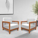 Ver imagem 1 de Kit 2 Poltronas Sala de Estar Pés Madeira Maciça Corda Náutica Preta 75cm Manila Linho Cinza Rústico
