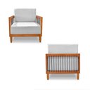 Ver imagem 6 de Kit 2 Poltronas Sala de Estar Pés Madeira Maciça Corda Náutica Preta 75cm Manila Linho Cinza Rústico