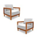 Ver imagem 2 de Kit 2 Poltronas Sala de Estar Pés Madeira Maciça Corda Náutica Preta 75cm Manila Linho Cinza Rústico