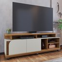 Ver imagem 2 de Rack Tvs 75" e 1 Prateleira Siracusa Freijó Off White Matte