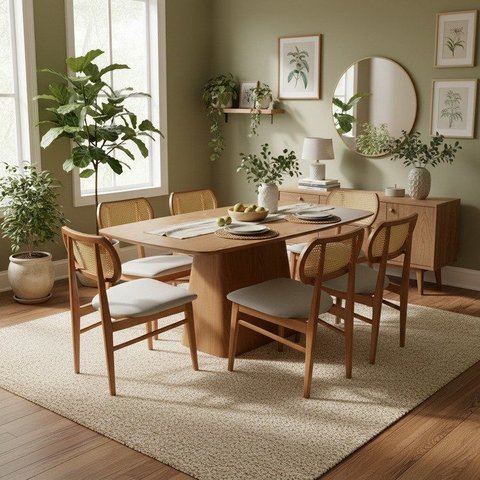 Mesa para Sala de Jantar Barril em MDF Orgânica Yescasa Marrom/Castanho Mel