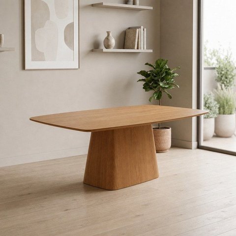 Mesa para Sala de Jantar Barril em MDF Orgânica Yescasa Marrom/Castanho Mel
