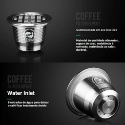 3 Cápsulas Nespresso Reutilizável Inox com Tampa Inox - 2 3 Cápsulas Nespresso Reutilizável Inox com Tampa Inox - 2