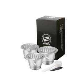 3 Cápsulas Nespresso Reutilizável Inox com Tampa Inox - 1 3 Cápsulas Nespresso Reutilizável Inox com Tampa Inox - 1