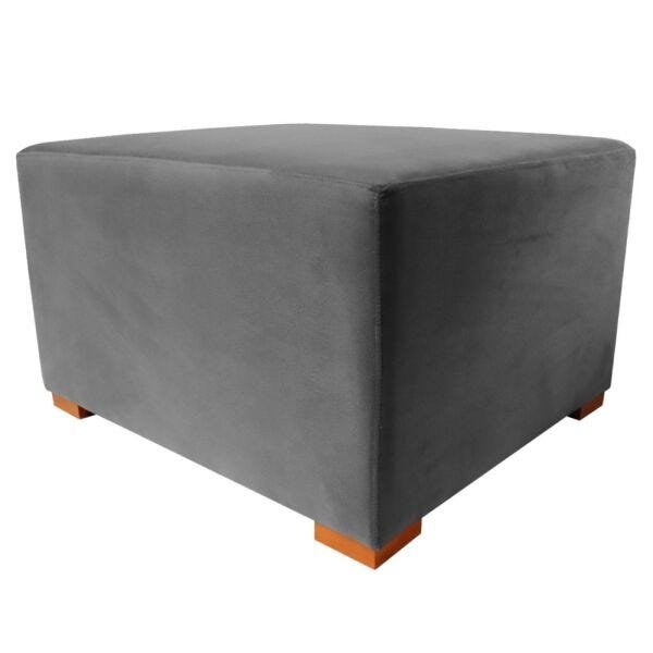 Puff Cuba Especial Decorativo Suede Cinza 80x70 - D'Rost - 1