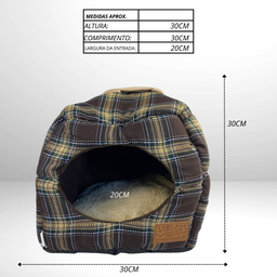 Cama Caminha e Toca para Cachorro Gato Super Luxo Tam M 30x30cm Marrom - 6