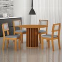 Ver imagem 2 de Mesa de Jantar Flora 108x108 Cinamomo com Kit 4 Cadeiras Flora Linho Palha - Leifer
