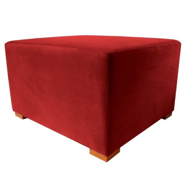 Puff Cuba Especial Decorativo Suede Vermelho 80x70 - D'Rost