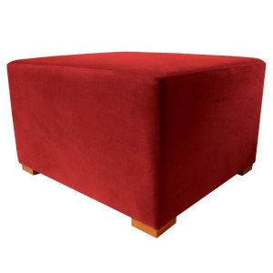 Puff Cuba Especial Decorativo Suede Vermelho 80x70 - D'Rost
