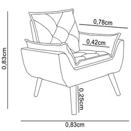 Poltrona Opala Decorativa Linho Café - D'Rost - 4