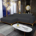 Ver imagem 2 de Sofá 4 Lugares com Chaise Esquerdo Sala de Estar Molino 255cm D02 Linho Chumbo C-465 - Lyam Decor
